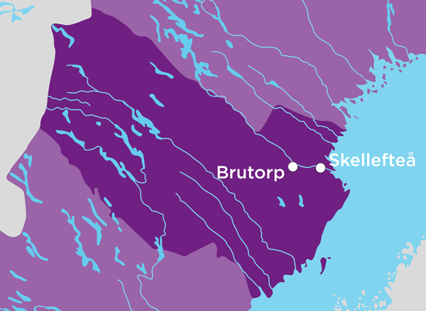 Brutorp ligger några mil väster om Skellefteå.